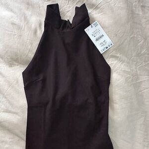 Zara Chocolate Crepe Halter Top
